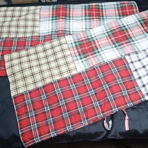 Red Green Rustic Plaid Patchwork Reversible King Size Quilt Blanket Pillowcases